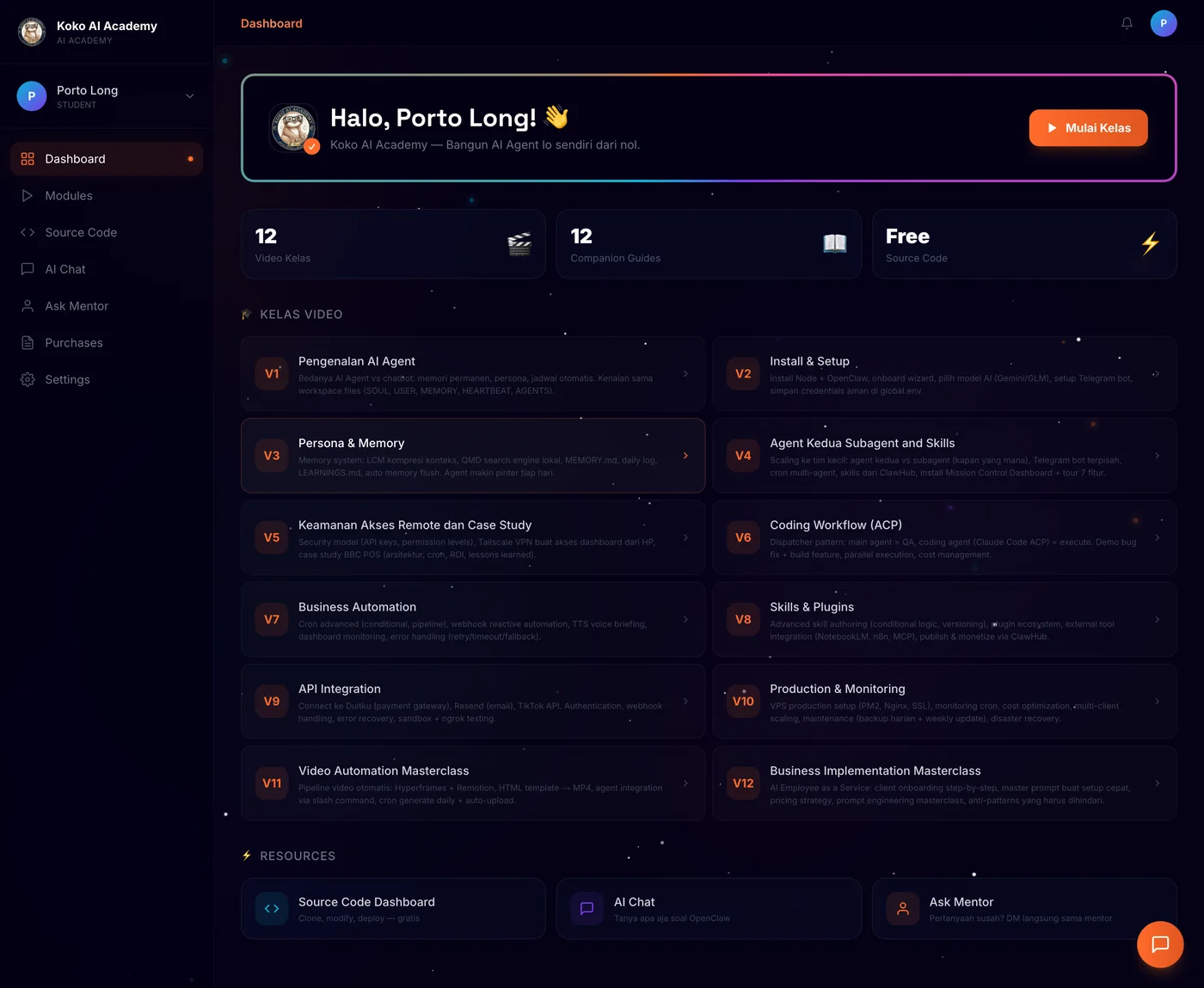 Dashboard Koko AI Academy